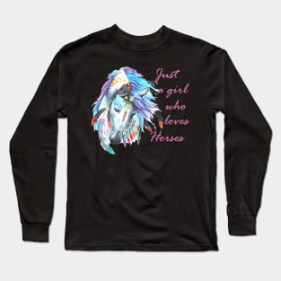 Kids Just A Girl Who Loves Horses Long Sleeve T-Shirt